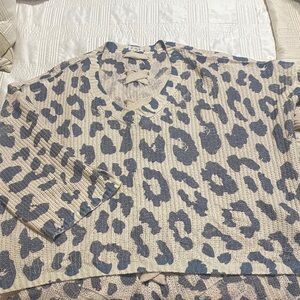 POL gray and Cream Knit Sweater